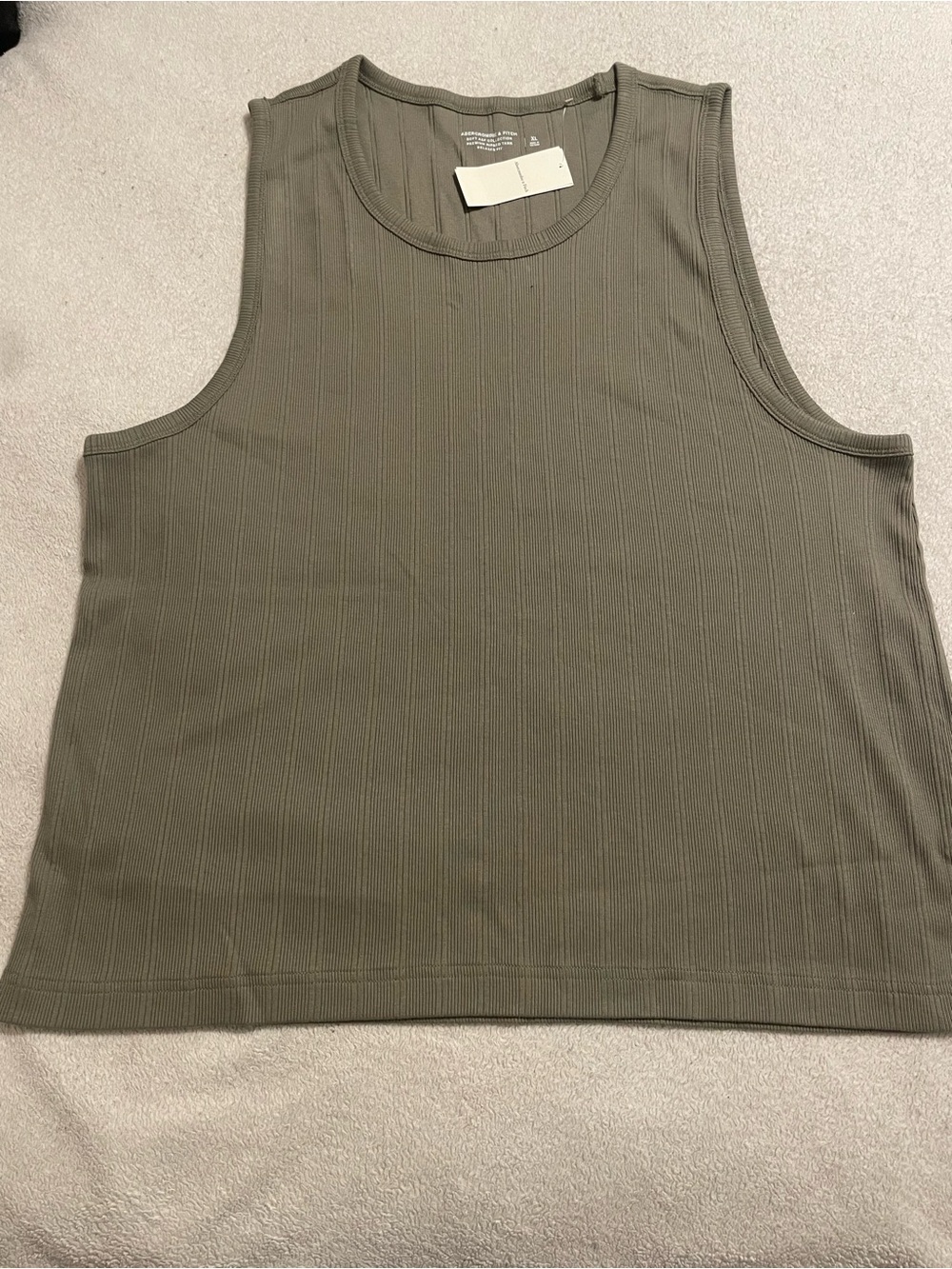 Abercrombie & Fitch Olive green premium Ribbed Tank Top relaxed size men’s XL